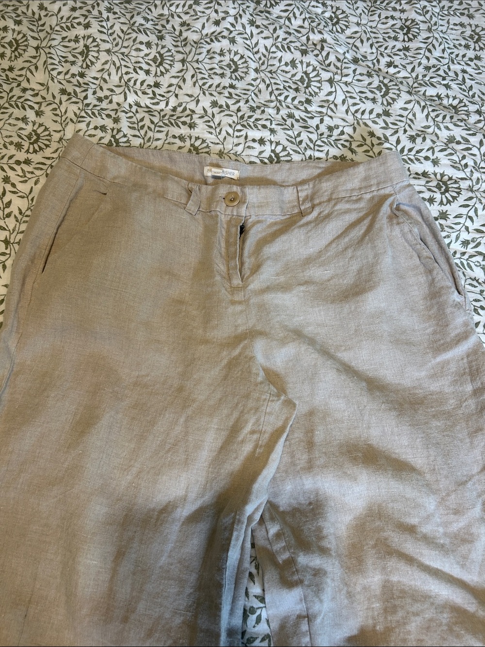 Eileen Fisher Linen Wide-Leg Pants in Light Beige - Picture 4 of 9